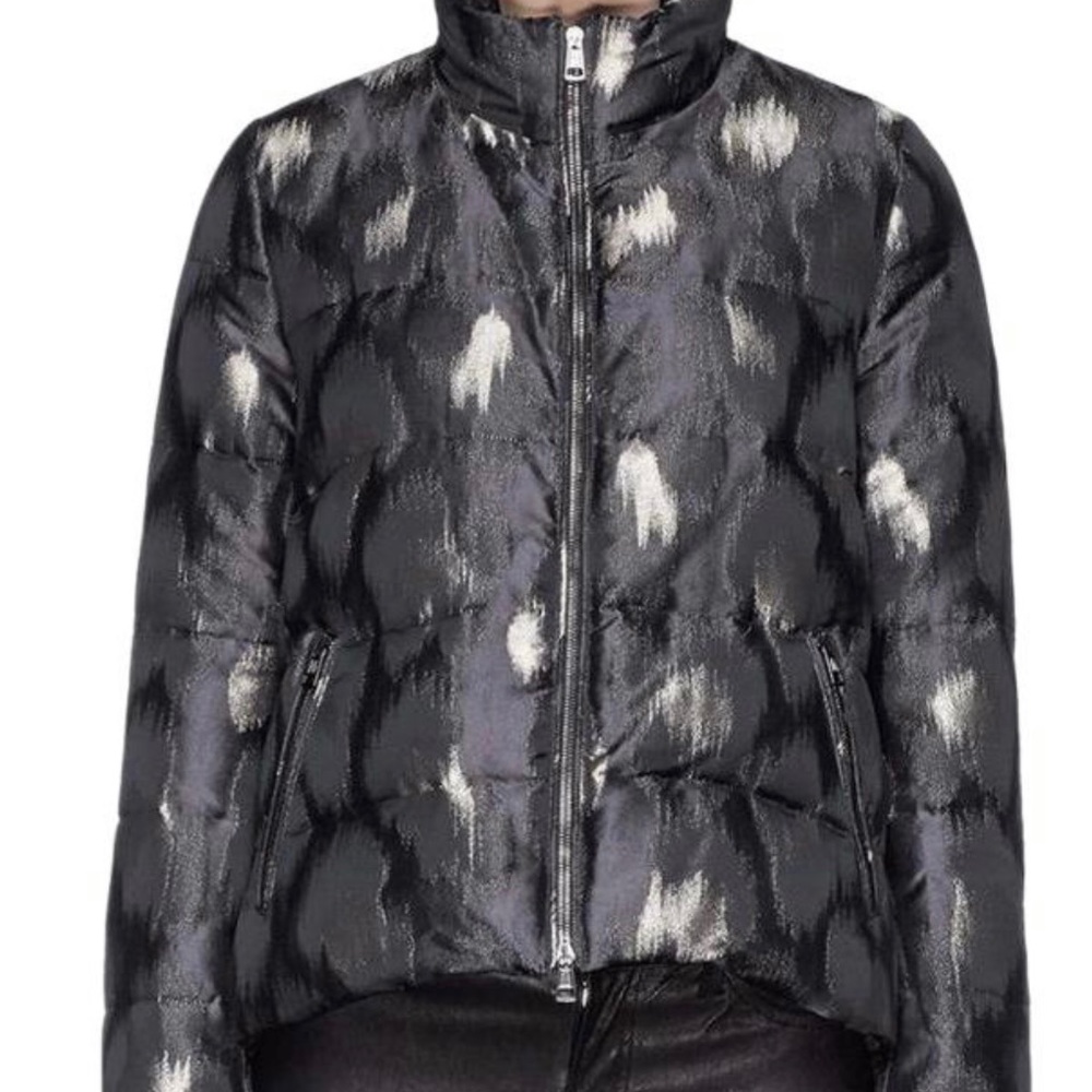 Moncler Jacket leopard print black and sliver